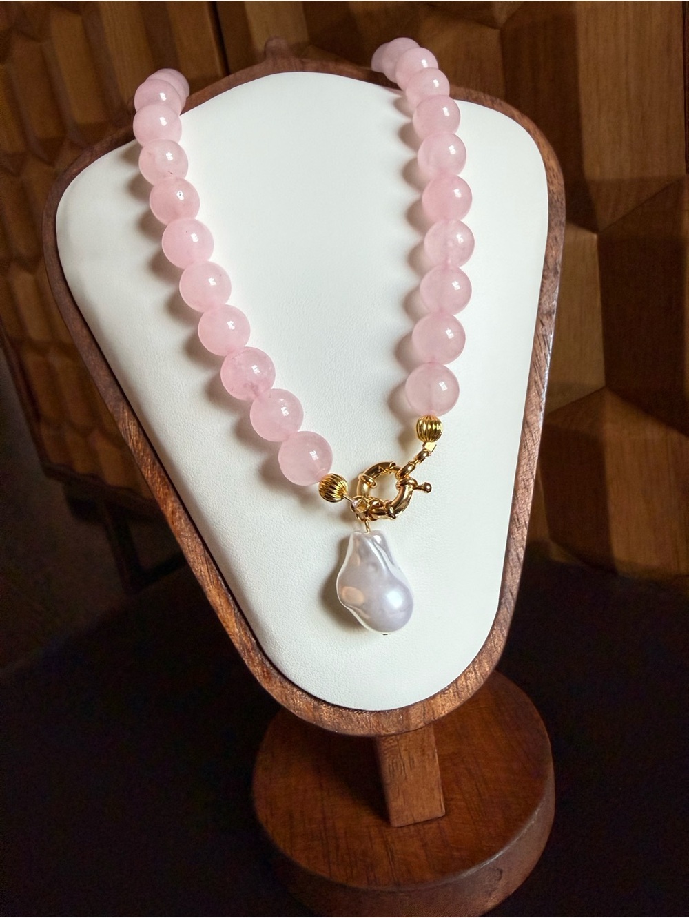 Mayamar Pink Rose Quartz Beaded Necklace